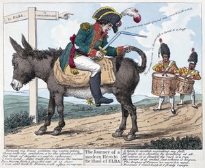 El viaje de un héroe moderno, a la isla de Elba, 1814