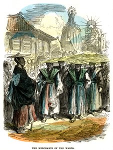 Los comerciantes del barrio, procesión del festival de Año Nuevo en Yokohama, Japón, 1872 de Unbekannt