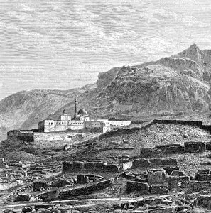 La mezquita y el barrio en ruinas de Bayazid Dogubayazit, Turquía