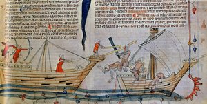 La batalla naval, ca 1340 de Unbekannt