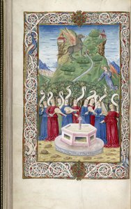 Las nueve Musas con Pegaso y el Monte Helicón De Argumentum por Guarinus Veronensis, 1485-1499 de Unbekannt