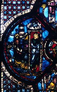 El peregrino deja Jerusalén para Jericó, vidriera, Catedral de Chartres, Francia, 1205-1215 de Unbekannt