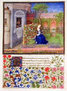 Los prisioneros escuchando a Emily cantar en el jardín, 1340-1341 de Unbekannt