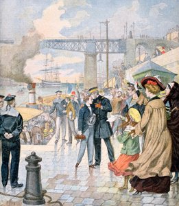 El regreso del barco Borda y el embarque del barco Fistots, Brest, Francia, 1902 de Unbekannt