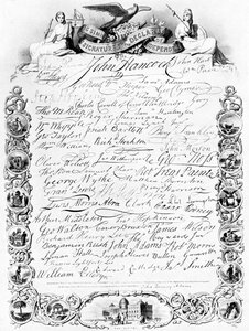 Las firmas de la Declaración de Independencia de Estados Unidos, c1776, c1920
