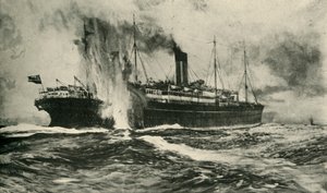 El hundimiento del SS Arabic, Primera Guerra Mundial, 19 de agosto de 1915, c1920 de Unbekannt
