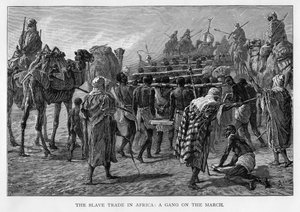 El comercio de esclavos en África: una banda en marcha, c1875 de Unbekannt