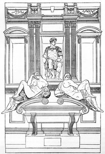 La tumba de Julián de Médici en la nueva sacristía de la Basílica de San Lorenzo, Florencia, 1882 de Unbekannt