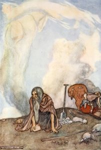 El corcel blanco había desaparecido de sus ojos como una corona de niebla, c1910 de Unbekannt