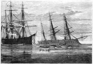 El naufragio del HMS Vanguard, siglo XIX de Unbekannt