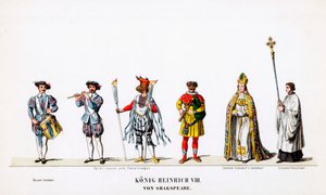 Diseños de vestuario teatral para la obra de Shakespeare, Enrique VIII, siglo XIX de Unbekannt