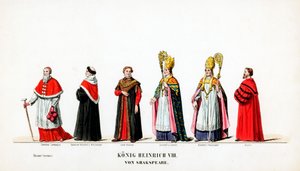 Diseños de vestuario teatral para la obra de Shakespeare, Enrique VIII, siglo XIX de Unbekannt