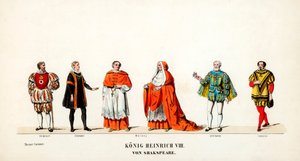 Diseños de vestuario teatral para la obra de Shakespeare, Enrique VIII, siglo XIX de Unbekannt
