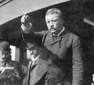 Theodore Roosevelt dirigiéndose a una reunión en el estado de Nueva York, 1901 de Unbekannt