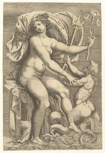 Tetis Sentada con un Tritón, siglo XVI de Unbekannt