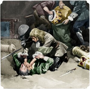 Thomas Blood intentando robar las Joyas de la Corona de la Torre de Londres en 1671, 1937