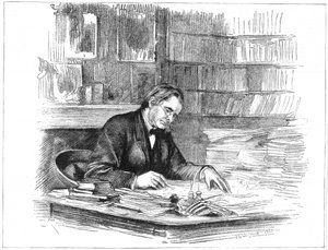 Thomas Henry Huxley, biólogo británico, en su escritorio en 1882-1883