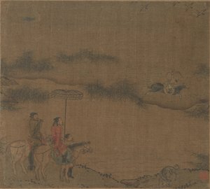 Tres jinetes cazando gansos salvajes, 960-1279 de Unbekannt