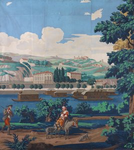 Tres paneles unidos: Las vistas de Lyon, Francia, primera edición de Unbekannt