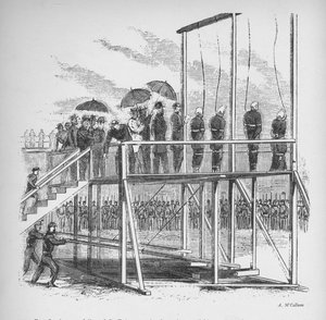 Tres hombres y una mujer ahorcados por el asesinato de Lincoln, c1865, 1938 de Unbekannt