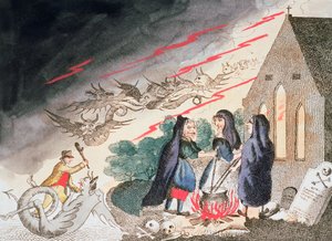 Tres brujas en un cementerio, c. 1790s de Unbekannt