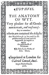 Portada de Euphues o La anatomía del ingenio de John Lyly, Primera Edición, 1579 de Unbekannt