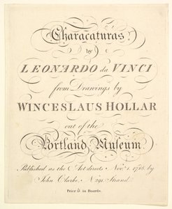 Página de Título: Caricaturas de Leonardo da Vinci, de Dibujos de Wincelslaus Hollar