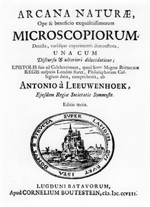 Página de título de Microscopium por el microscopista holandés Anton van Leeuwenhoek, 1708 de Unbekannt