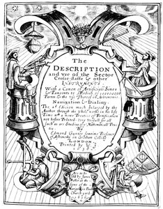 Página de título de La Descripción y Uso del Sector por Edmund Gunter, 1636
