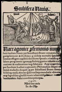 Página de título del libro La nave de los locos de Sebastian Brant, 1497 de Unbekannt