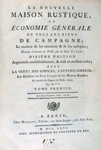 Página de título de La Nouvelle Maison Rustique, ou Economie Générale, 1775