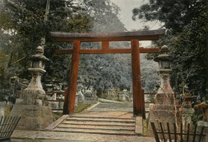Tori en un templo Shinto, 1900 de Unbekannt