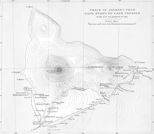Ruta del viaje de Cape Evans a Cape Crozier - 27 de junio al 1 de agosto de 1911, 1913