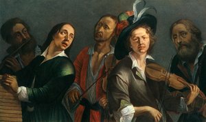 Flauta transversal, xilófono, viola y violín, pintor checo desconocido de la segunda mitad del siglo XVII de Unbekannt