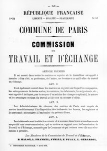 Trabajo e Intercambio, de los carteles políticos franceses de la Comuna de París, mayo 1871 de Unbekannt