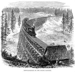 Puente de caballete en el ferrocarril Union Pacific, EE.UU., 1876 de Unbekannt