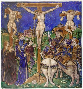 Panel de tríptico con la Crucifixión, francés, principios del siglo XVI de Unbekannt