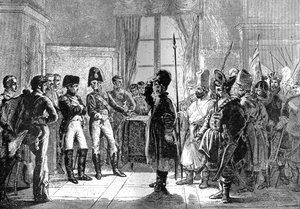El zar Alejandro I presentando tropas rusas a Napoleón, 8 de julio de 1807, 1882-1884 de Unbekannt