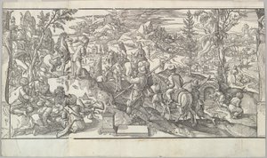 Soldados turcos en descanso del friso Ces Moeurs et fachons de faire de Turcz Customs..., 1553 de Unbekannt