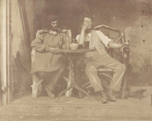 Dos hombres sentados en una mesa, 1850s de Unbekannt