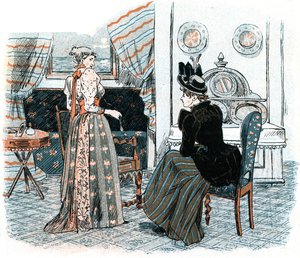 Dos damas delicadas hablando juntas en una habitación delicada de Unbekannt