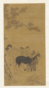 Dos hombres y dos caballos bajo un pino, dinastía Qing, siglo XVIII de Unbekannt