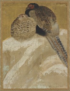 Dos faisanes en un banco de nieve, período Momoyama, siglo XVIII de Unbekannt