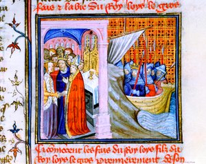 Dos escenas de la Crónica de San Denis, finales del siglo XIV de Unbekannt