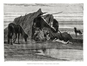 Gitanos acampando en la Puszta de Unbekannt