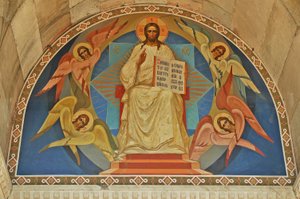 Ucrania, Sebastopol, Catedral Ortodoxa de San Vladimiro (cripta de los almirantes), fresco sobre la entrada de Unbekannt