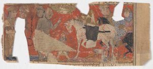 Escena no identificada y fragmento de texto de un libro de Shahnama, ca. 1330-40 de Unbekannt