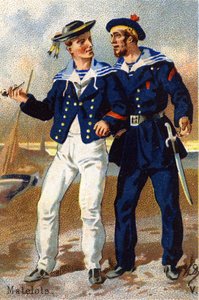 V: Marineros. Grabado en "Alfabeto Militar". Iniciales del ilustrador: A. D. Editor desconocido. Cromolitografías finales del siglo XIX. Dim: 10,5x7cm de Unbekannt