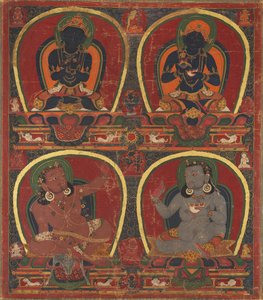 Vajradhara, Nairatmya, y Mahasiddhas Virupa y Kanha, c. 1450