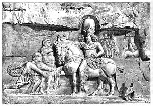 Valeriano a los pies de Sapor, Tumbas Reales en Naksh-I-Rustem, Persépolis, Irán, 1895 de Unbekannt